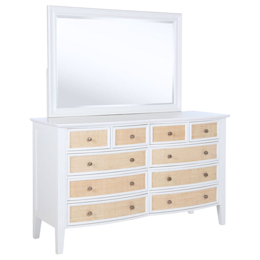 Bexhill 10 - drawer Dresser and Mirror White - Walo Furniture