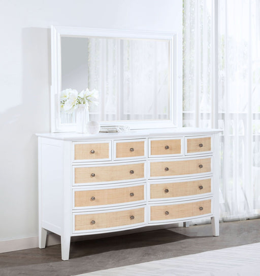 Bexhill 10 - drawer Dresser and Mirror White - Walo Furniture