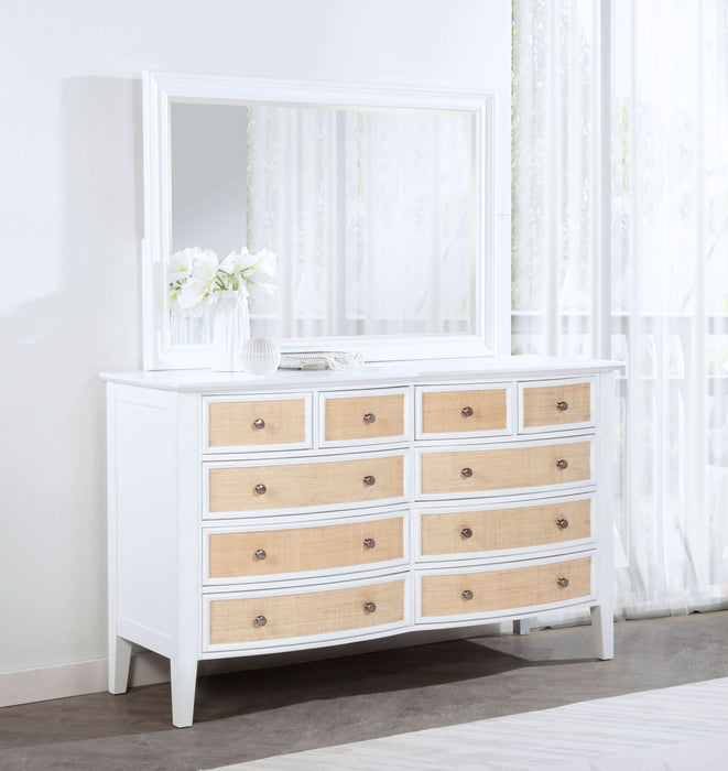 Bexhill 10 - drawer Dresser and Mirror White - Walo Furniture