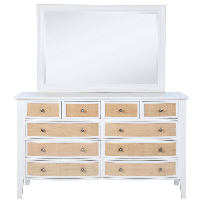 Bexhill 10 - drawer Dresser and Mirror White - Walo Furniture