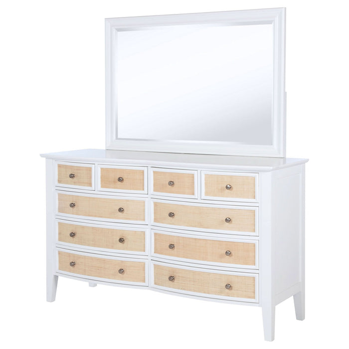 Bexhill 10 - drawer Dresser and Mirror White - Walo Furniture