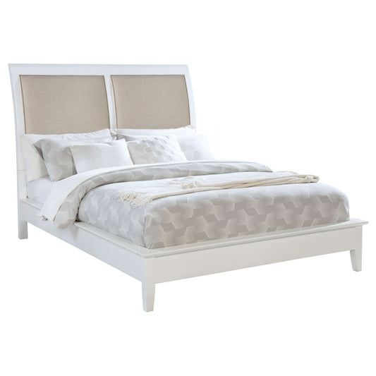 Bexhill 56 - inch Upholstered California King Panel Bed White - Walo Furniture