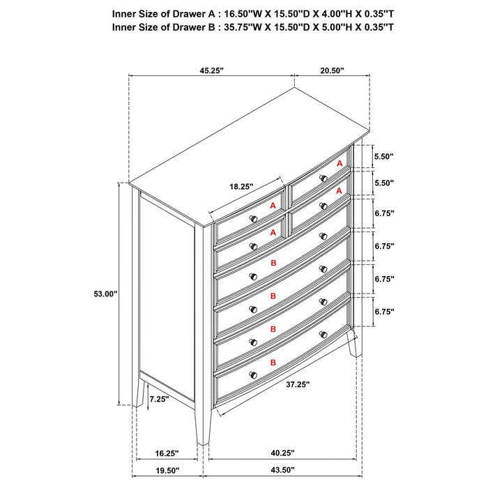 Bexhill 8 - drawer Chest of Drawers White - Walo Furniture