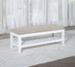 Bexhill Upholstered Rectangular Bench with Shelf White - Walo Furniture