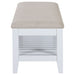 Bexhill Upholstered Rectangular Bench with Shelf White - Walo Furniture