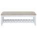 Bexhill Upholstered Rectangular Bench with Shelf White - Walo Furniture