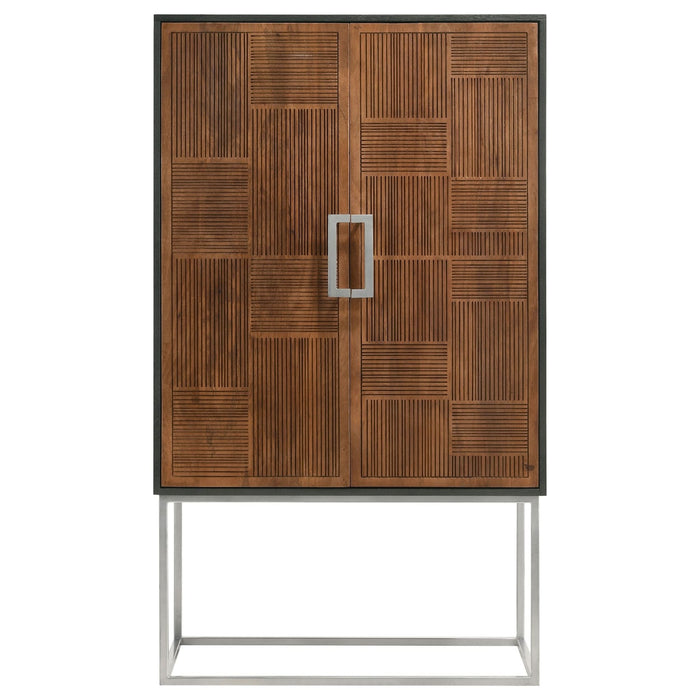 Borman 2 - door Home Bar Cabinet Wine Storage Walnut and Black - Walo Furniture