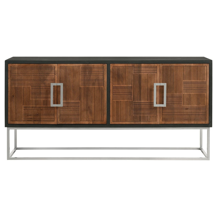 Borman 4 - door Wood Accent Cabinet Walnut and Black - Walo Furniture