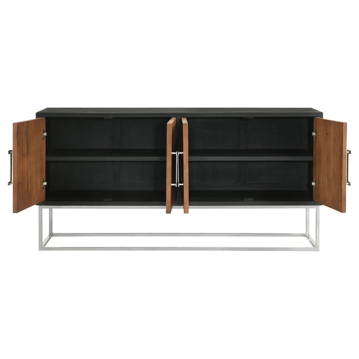 Borman 4 - door Wood Accent Cabinet Walnut and Black - Walo Furniture