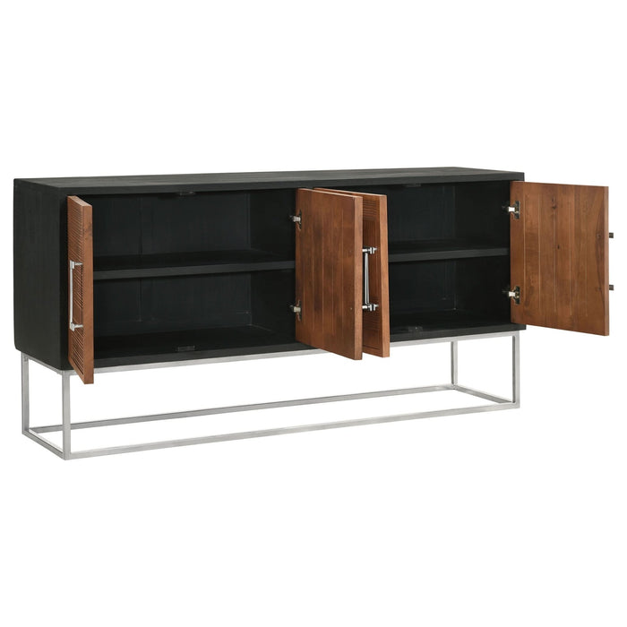 Borman 4 - door Wood Accent Cabinet Walnut and Black - Walo Furniture