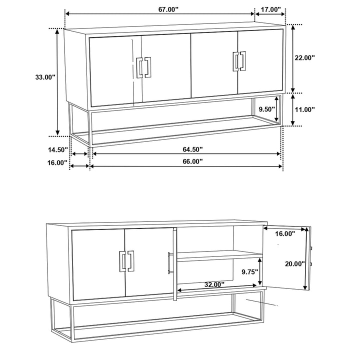 Borman 4 - door Wood Accent Cabinet Walnut and Black - Walo Furniture