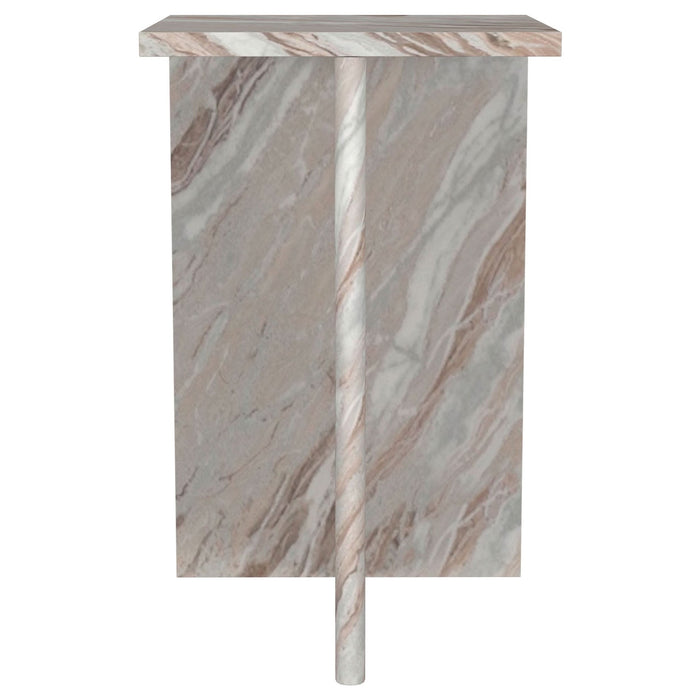 Bowdoin Genuine Marble Accent Side Table Grey - Walo Furniture