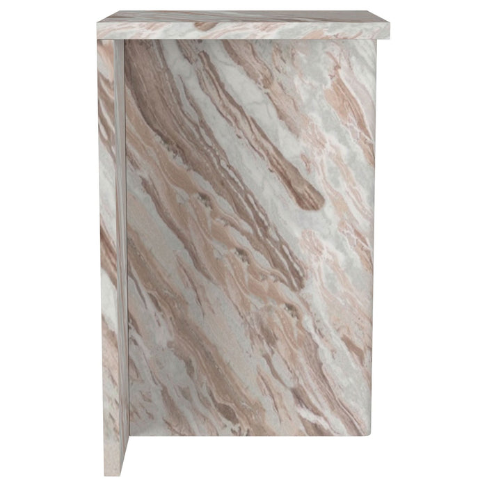 Bowdoin Genuine Marble Accent Side Table Grey - Walo Furniture