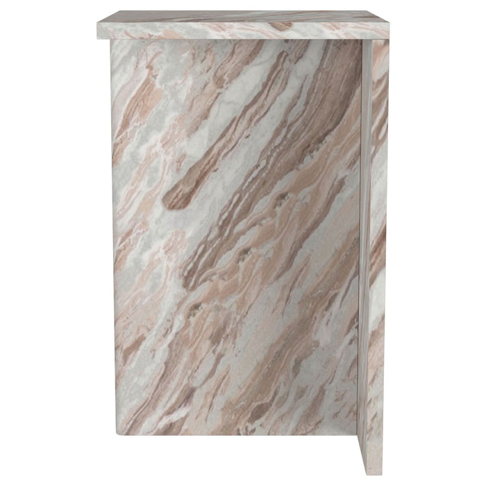 Bowdoin Genuine Marble Accent Side Table Grey - Walo Furniture