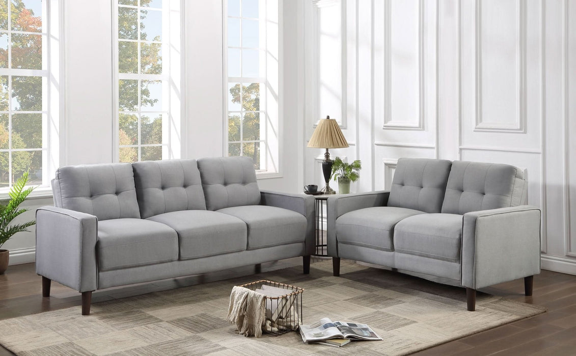 Bowen 2 - piece Upholstered Track Arm Tufted Sofa Set Grey - Walo Furniture