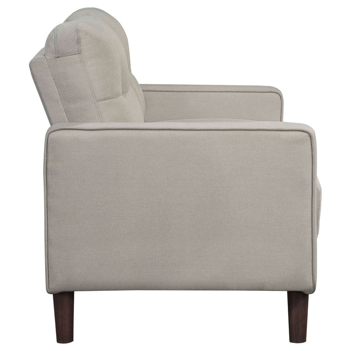 Bowen Upholstered Track Arm Tufted Loveseat Beige - Walo Furniture