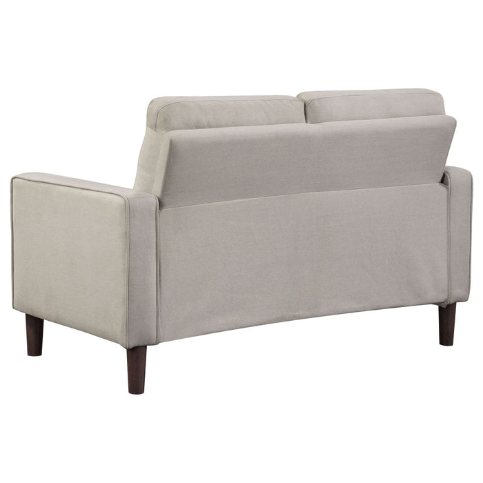 Bowen Upholstered Track Arm Tufted Loveseat Beige - Walo Furniture