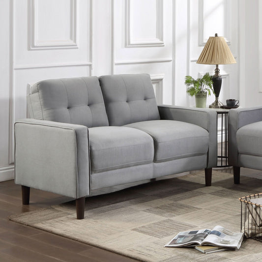 Bowen Upholstered Track Arm Tufted Loveseat Grey - Walo Furniture