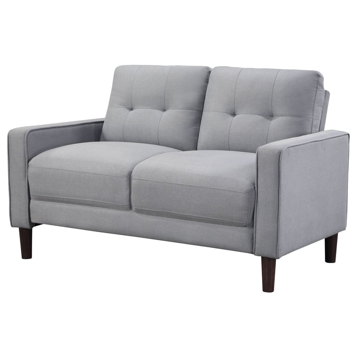 Bowen Upholstered Track Arm Tufted Loveseat Grey - Walo Furniture