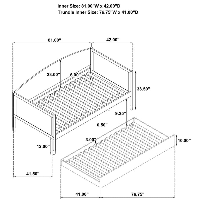 Bozeman Wood Twin Daybed With Trundle Medium Walnut - Walo Furniture