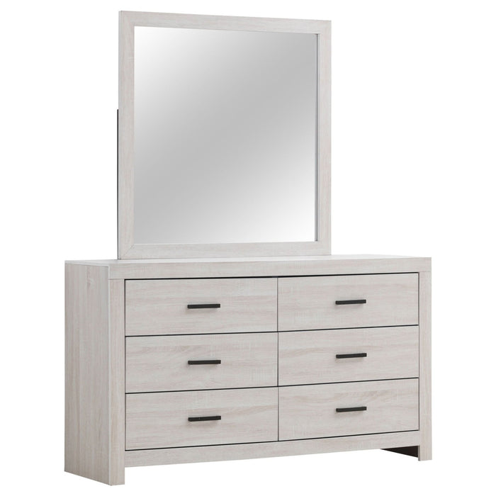 Brantford 6 - drawer Dresser with Mirror Coastal White - Walo Furniture