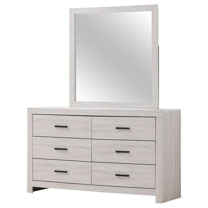 Brantford 6 - drawer Dresser with Mirror Coastal White - Walo Furniture