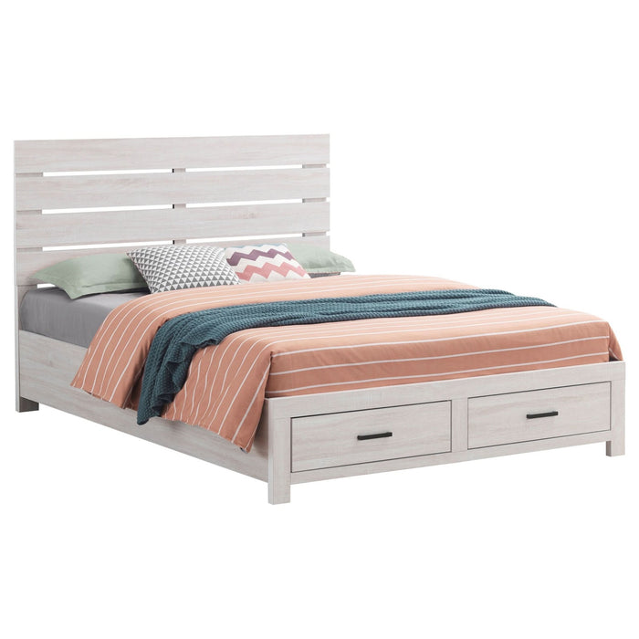 Brantford Wood Queen Storage Panel Bed Coastal White - Walo Furniture