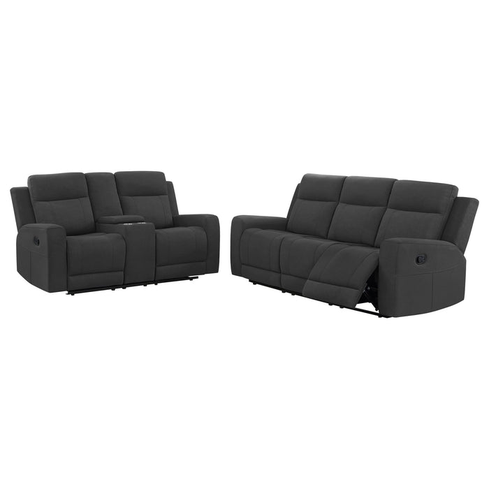 Brentwood 2 - piece Upholstered Reclining Sofa Set Charcoal - Walo Furniture