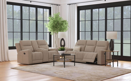 Brentwood 2 - piece Upholstered Reclining Sofa Set Taupe - Walo Furniture