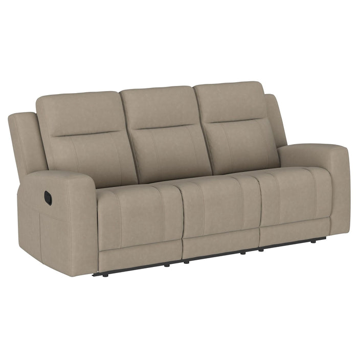 Brentwood 2 - piece Upholstered Reclining Sofa Set Taupe - Walo Furniture