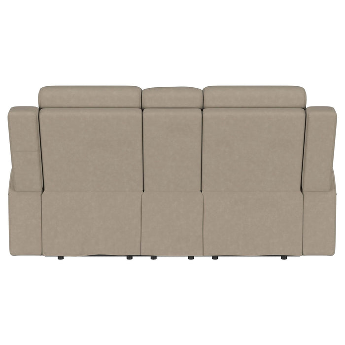 Brentwood Upholstered Motion Reclining Loveseat Taupe - Walo Furniture