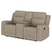 Brentwood Upholstered Motion Reclining Loveseat Taupe - Walo Furniture