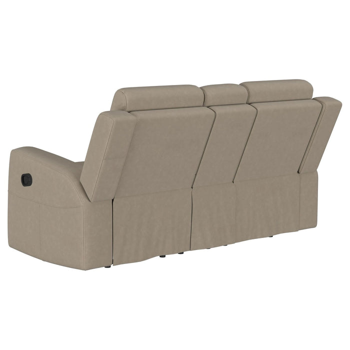 Brentwood Upholstered Motion Reclining Loveseat Taupe - Walo Furniture