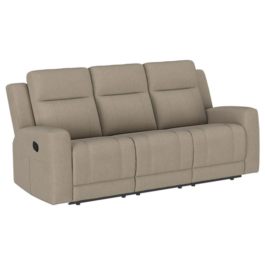 Brentwood Upholstered Motion Reclining Sofa Taupe - Walo Furniture