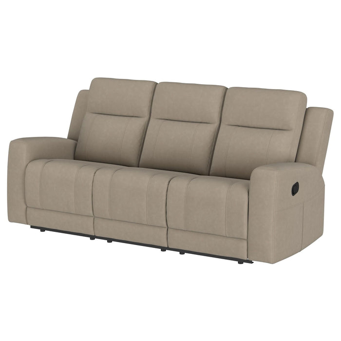 Brentwood Upholstered Motion Reclining Sofa Taupe - Walo Furniture