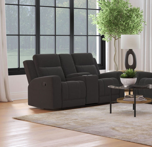 Brentwood Upholstered Reclining Loveseat Dark Charcoal - Walo Furniture