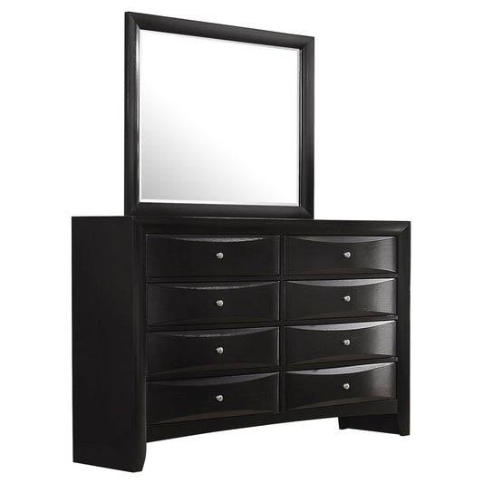 Briana 8 - drawer Dresser with Mirror Black - Walo Furniture