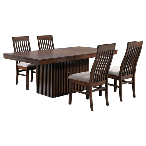 Briarwood 5 - piece Extension Leaf Dining Table Set Mango Oak - Walo Furniture