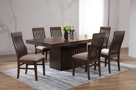 Briarwood 7 - piece Extension Leaf Dining Table Set Mango Oak - Walo Furniture