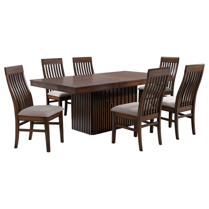 Briarwood 7 - piece Extension Leaf Dining Table Set Mango Oak - Walo Furniture