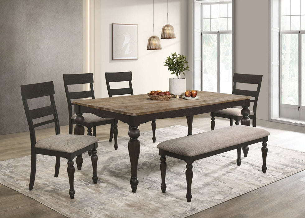 Bridget 6 - piece Rectangular Dining Set Charcoal Sand Through - Walo Furniture