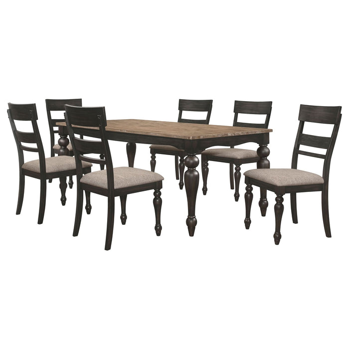 Bridget 7 - piece Rectangular Dining Set Charcoal Sand Through - Walo Furniture