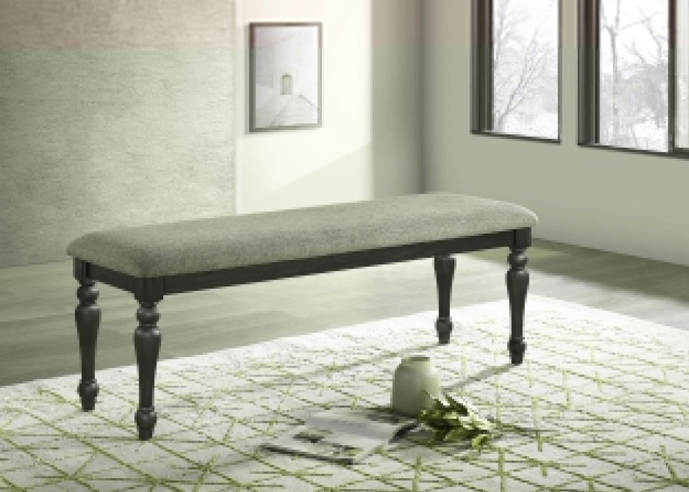 Bridget Fabric Upholstered Dining Bench Stone and Charcoal - Walo Furniture