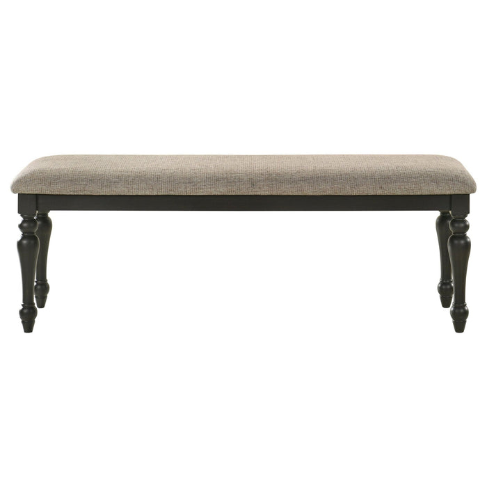 Bridget Fabric Upholstered Dining Bench Stone and Charcoal - Walo Furniture