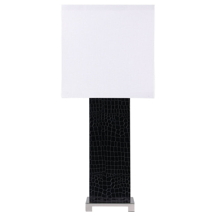 Bridle 25 - inch Square Shade Faux Crocodile Table Lamp Black - Walo Furniture