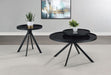 Briggs Round Marble Printed Glass Top Coffee Table Black - Walo Furniture