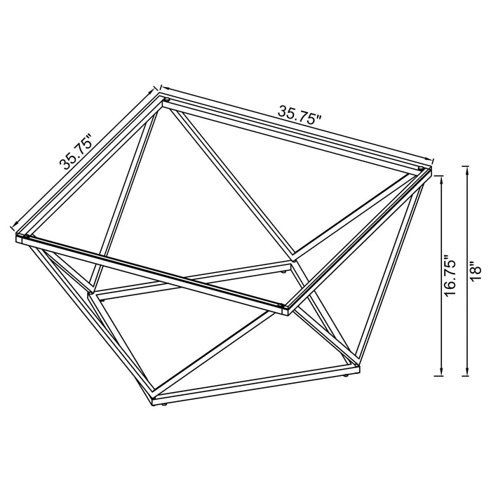 Brittania Square Glass Top Geometric Coffee Table Nickel - Walo Furniture