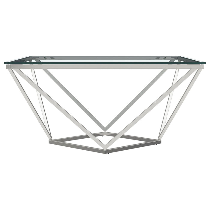 Brittania Square Glass Top Geometric Coffee Table Nickel - Walo Furniture