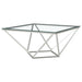 Brittania Square Glass Top Geometric Coffee Table Nickel - Walo Furniture