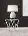 Brittania Square Glass Top Geometric End Table Nickel - Walo Furniture